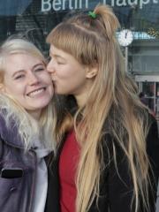 Sweet lesbians flash their titties and go completely naked in the train cabin