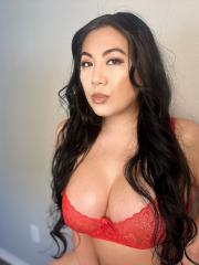 Chubby Asian Laci Aioki removes her panties and shows off her shaved pussy
