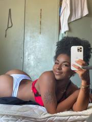 Pretty black girl Paola Axo sticks out her tongue while taking non-nude selfies