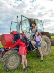 Molly Kit and her lesbian girlfriends have a 3some on a farm