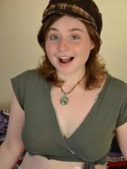 Chubby redhead with big naturals Dawn Honeycrisp masturbating her hairy bush