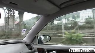 Hot blonde gets tricked by a taxi driver