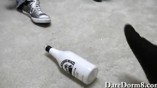 Teen amateurs in college dorm room party