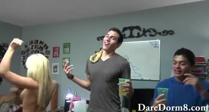 Dorm room college teen party turns into orgy
