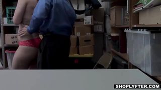 Teen caught shoplifting gets punishes by the security guy