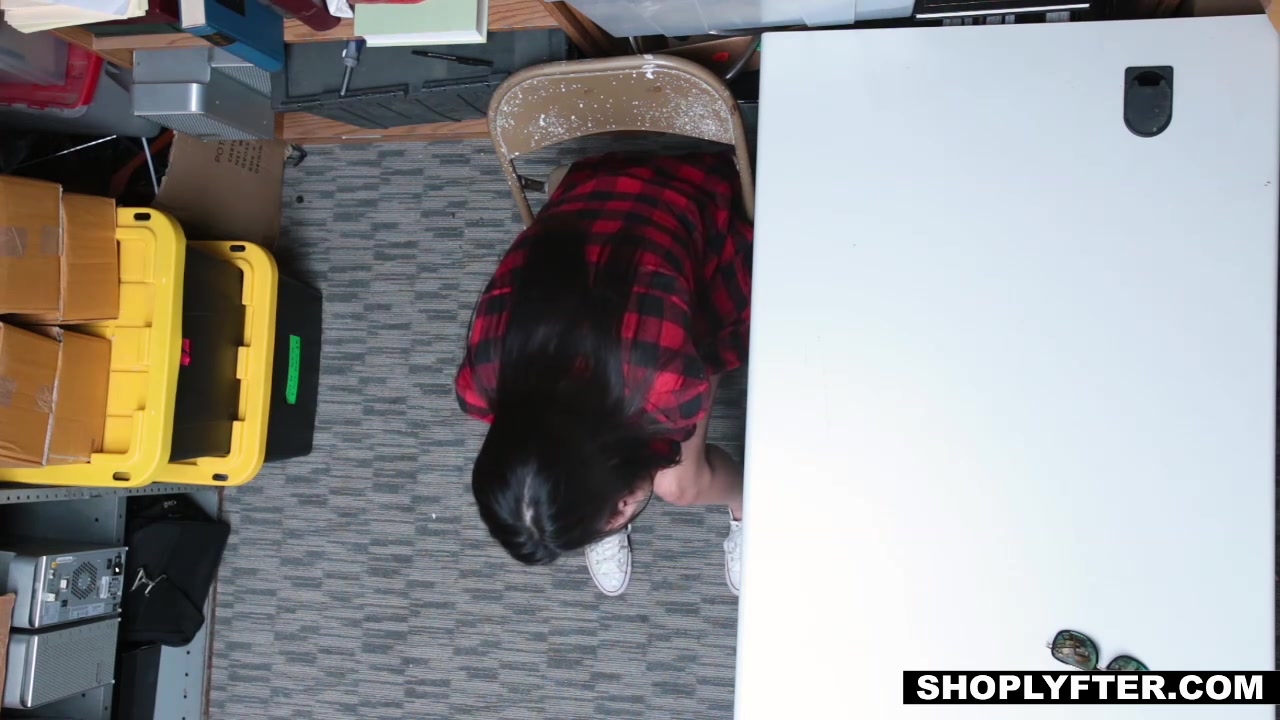 Hot shoplifter fucking two guys to get out of trouble
