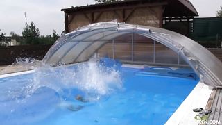 Swimming naked with sexy eurobabes