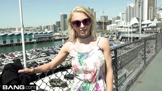 Blonde chick convinced to have some fun on a boat