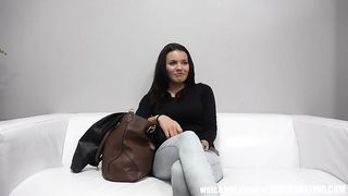Dark haired babe got fucked in front of the camera, because she had to earn some money