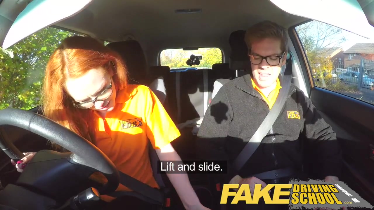 Fake Driving School Nerdy Redhead Teen Student Fucked to Creampie Orgasm