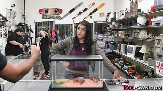 Dark haired babe was willing to get banged, to get a discount in a local shop