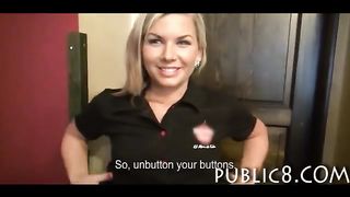 Amateur hottie paid for public sex in a bar