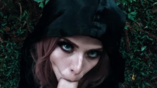 Wood Witch Blowjob for Halloween! Witch Cosplay for Halloween Public Video.