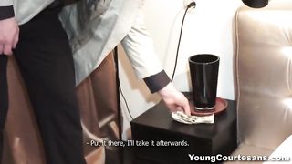 Awesome teen likes to get her client’s fat dick in her wet pussy, in a hotel room