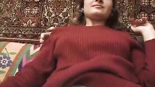 Horny Russian woman is getting her hairy pussy stimulated and enjoying every single second of it