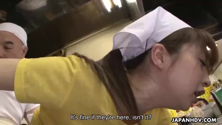Insatiable Japanese brunette can not hold back from sucking dicks, even while working in the kitchen