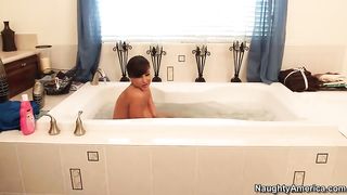 Lisa Ann took off her lacy bra and went to the bathroom to take a relaxing bath