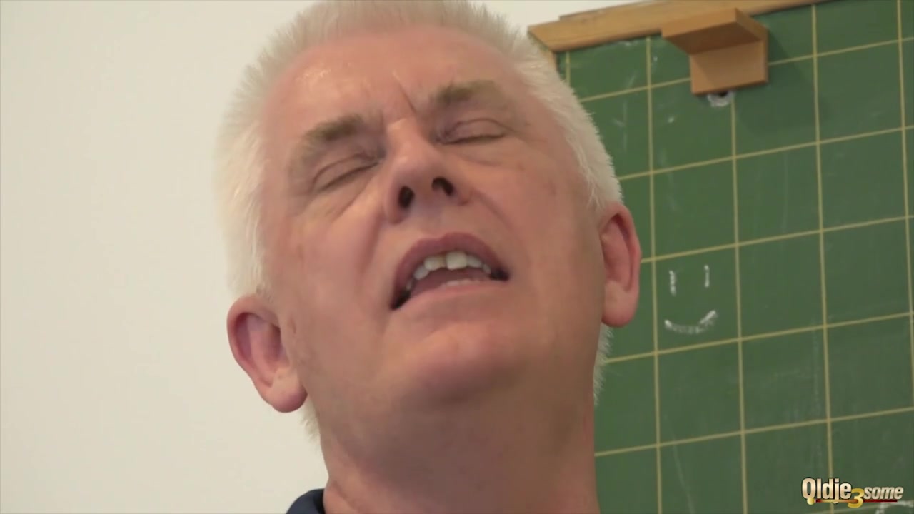 Slutty college blondes are sucking their elderly professor's dick in front of their classmates