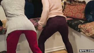 Passionate girls with head scarfs are having an orgy with guys who are very horny