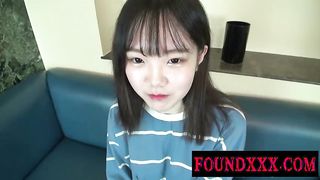 Japanese brunette is about to get fucked in front of the camera, for the first time ever