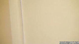Cute chick invited her good friend to join her and her boyfriend in the bedroom