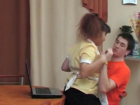 Russian woman is getting fucked hard instead of doing her job as a cleaning lady