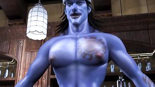 Big titted, animated babe is getting nailed in a bar and moaning from pleasure while cumming