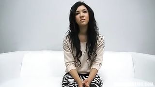 Cute teen with dark hair is having sex during a casting, because she wants to be a pornstar