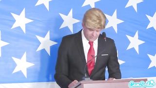 After they have finished a public debate, two presidential candidates decided to fuck each other