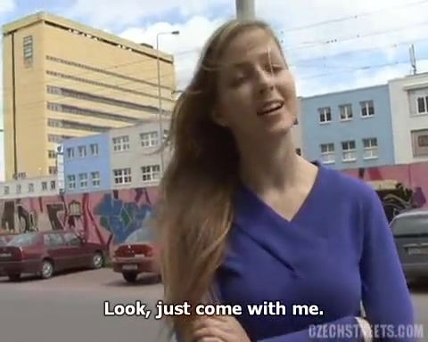 Sweet blonde got down on her knees and gave a nice blowjob to a guy she just met