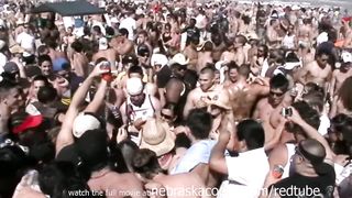 Insane spring break beach party with hot nake
