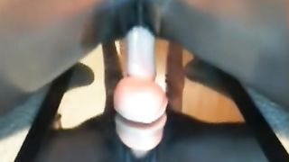 Black teen Melinda riding dildo at home
