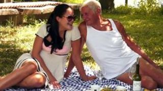 Teen creampied by old man