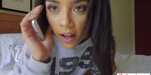 Cock loving Ebony stepsister Maya Bijou getting her tight cunt fucked hard
