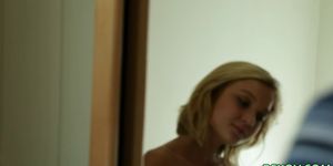 Petite blonde gets facial