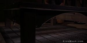 Brunette sub in pillory gets anal banged