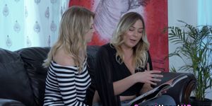 Cute blonde lesbian gets ass rimmed