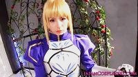 Cosplay FSN Saber enjoys creampie after being fingered by Shiro Emiya