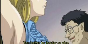 Tied up anime blonde gets big tits teased