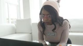 Ebony hos mouth jizzed in while sucking