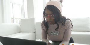Ebony hos mouth jizzed in while sucking