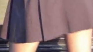 Hot slut inserts huge object near her car