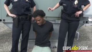 Peeping tom is taken to a rooftop by horny milf cops