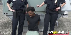 Peeping tom is taken to a rooftop by horny milf cops