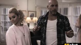 Horny stepdad having a taboo rough fuck threesome