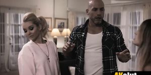 Horny stepdad having a taboo rough fuck threesome