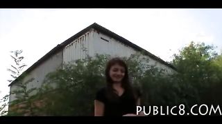 Skinny amateur teen public sex for money