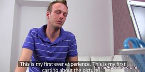 Female agent lets amateur guy bang her