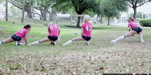 Sexy soccer and sex with four hot and nasty teen chicks