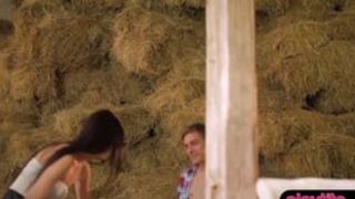 Skinny brunette teen gets fucked really hard outdoors